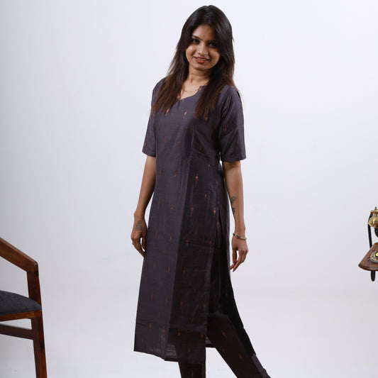 Raw Silk Slub Arrow Butta Copper Dupatta