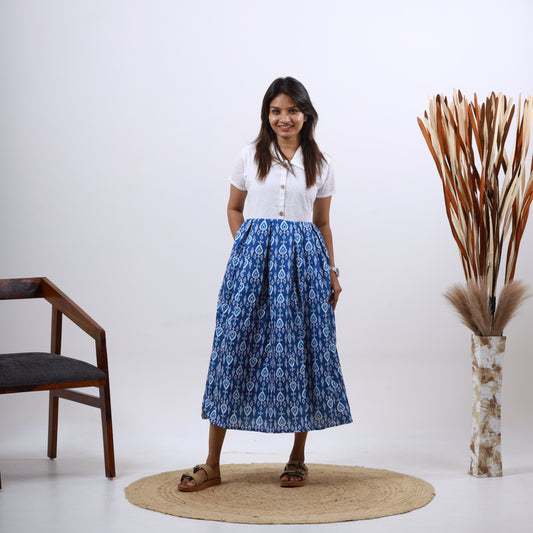Cotton Hakoba maxi White and Blue