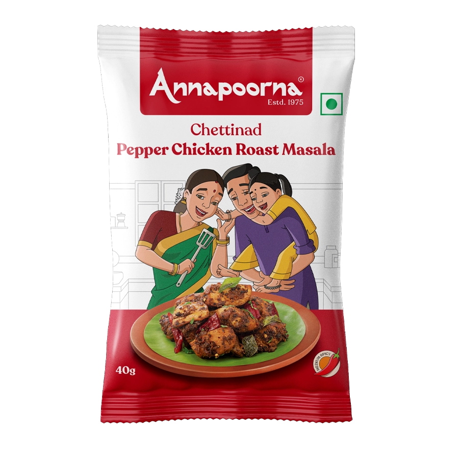 Annapoorna Chettinad Pepper Chicken Roast Masala 40gms (Pack of 4 )